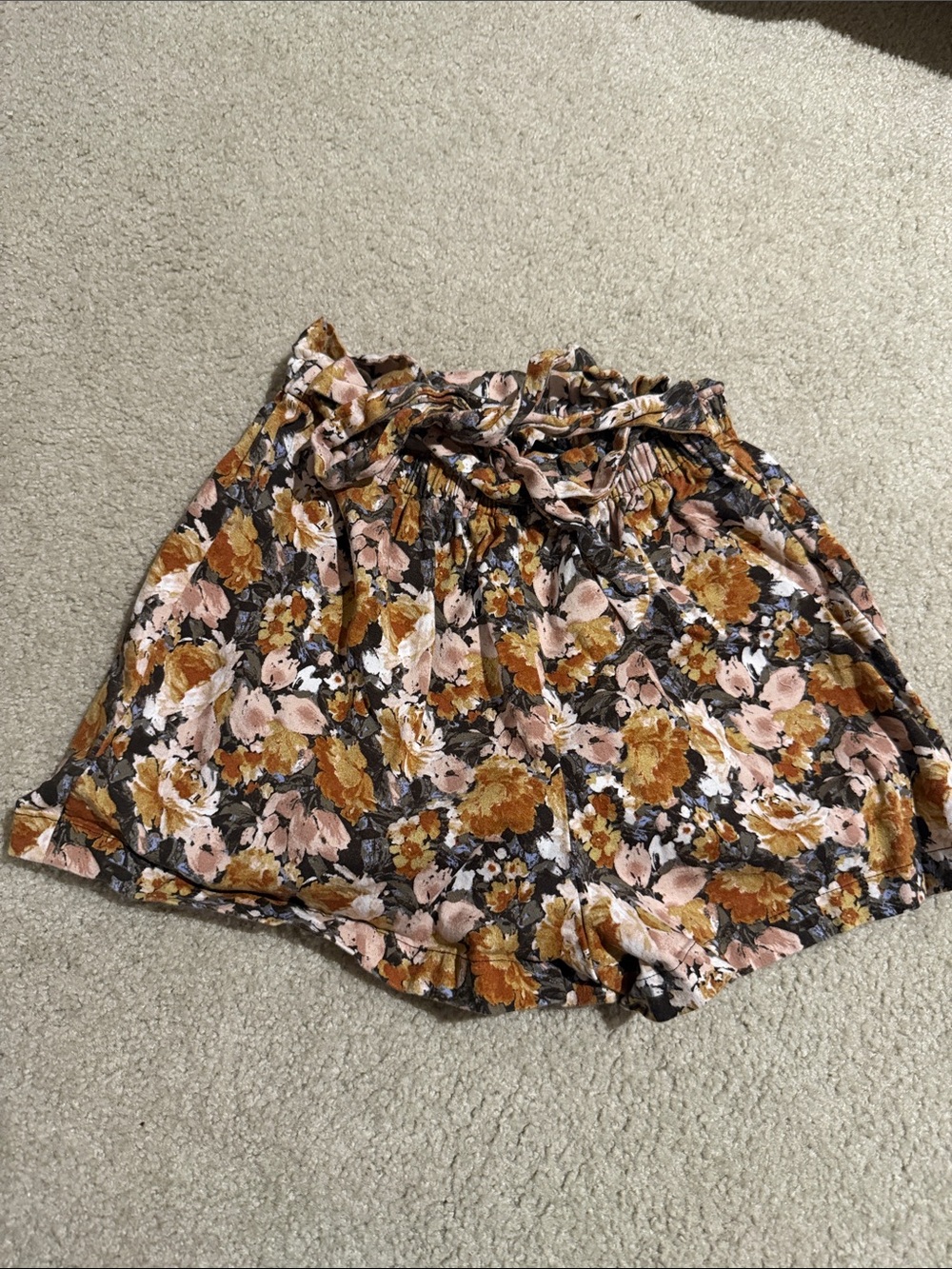 Floral Paperbag Waist Shorts